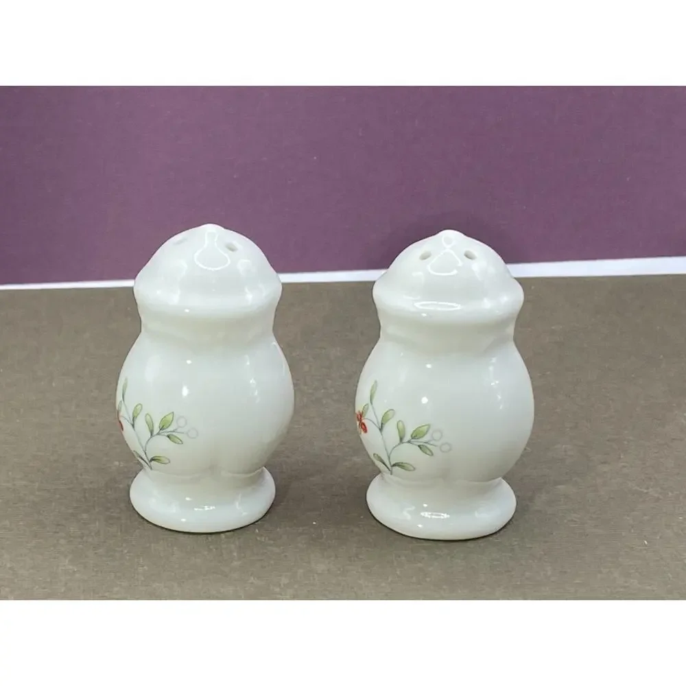 Set of Pfaltzgraff White Porcelain Hand Painted Small Salt & Pepper S&P Shakers